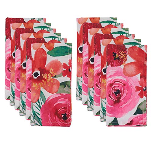 SARO LIFESTYLE Santa Monica Floral Table Napkin (Set of 12), Multi, 20"