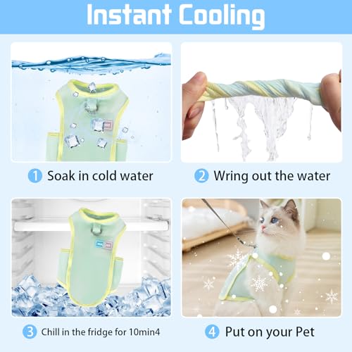 Yaopelky Dog Cooling Vest, Summer Pet T-Shirt, Breathable Quick-Dry Outfit for Dogs and Cats, Blue (Green, Small(3.3-5.5lb))
