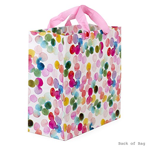 Hallmark 10" Large Square Gift Bag (Watercolor Dots, Just for You) for Birthdays, Mothers Day, Easter, Graduations, Retire...