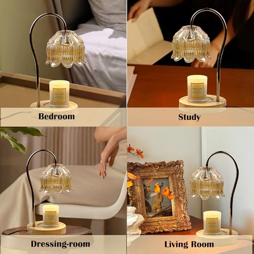 Candle Warmer Lamp With Timer Dimmable, Scented Wax Melts Warmer Lamp,Electric Flameless Fragrance Candle Warmer For Candl...