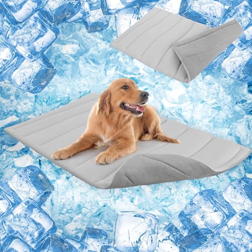 SCENEREAL Dog Cooling Mat for Crate, Thicken Self-Cooling Dog Pad Reversible (Cool & Warm), 59"x40" Pet Cool Bed for M Lar...