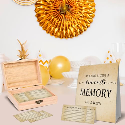 50th Birthday Party Share a Memory Set, 1976 Birthday Gifts for Women Men, 1976 Wooden Share A Memory Box with Memory Sign...