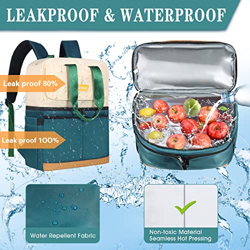 Scothen Backpack Cooler with Double Decker & 12 Ice Packs- Keeps 36 Cans Cold for Up to 24 Hours- Waterproof & Leak Proof ...