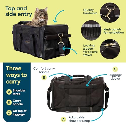 Sherpa Delta Airlines Travel Pet Carrier, Airline Approved & Guaranteed On Board - Black, Medium