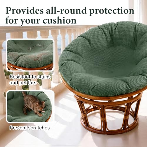 Wibeelee Papasan Chair Cushion Cover, Soft Plush Fleece Slipcover Only, Removable & Machine Washable with Adjustable Desig...