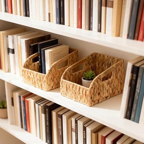 Stylave Pantry Organizers, Large Wicker Baskets for Shelves & Kitchen, Labeled Storage Baskets for Organizing with Handle...