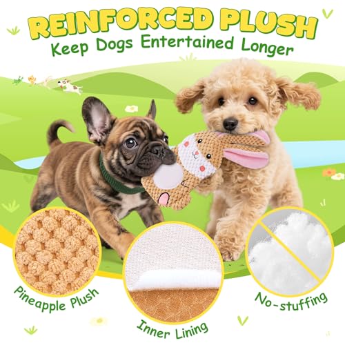 XIUGOAL Dog Toys to Keep Them Busy, 3 Pack No Stuffing Interactive Dog Toys with Crinkle, Squeaky Puppy Chew Toys for Smal...