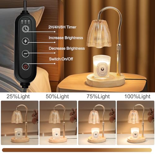 Honvinor Candle Warmer Lamp with Timer & Dimmer, Candle Warmer Height Adjustable, Fits All Jar Scented Candles, Candle Lam...