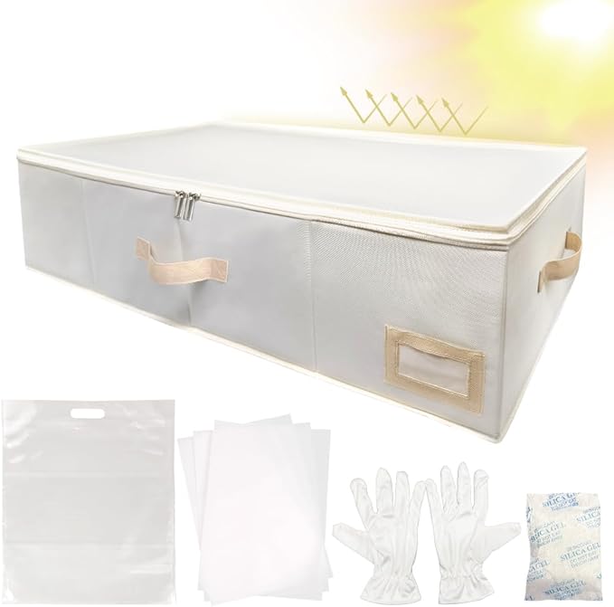 VANSIYIYI Large Wedding Dress Storage Box - Preservation Box Wedding Keepsake Trunk for Storing Bridal Gown Invitations Ri...