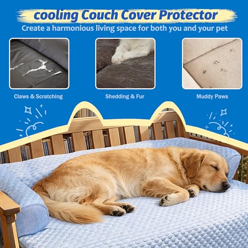 WATANIYA PET Cooling Dog Bed, Washable Cooling Mat for Large Dogs with Removable Cover, Self Cooling Couch Cover for Dog, ...