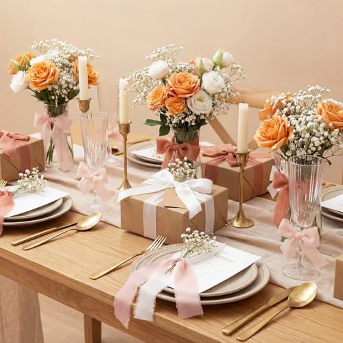 Suncalla 16 Pcs Neutral Wedding Wrapping Paper Set 16" Kraft Vintage Bridal Gift Wrapping Paper and Ribbon Gift Tags Dried...