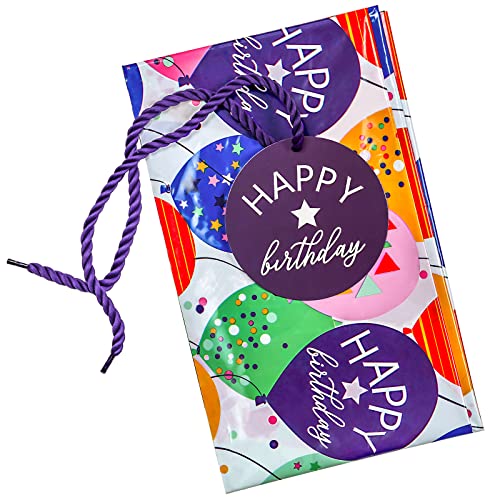 WRAPAHOLIC 56" Large Birthday Plastic Gift Bag - Colorful Balloon with Confetti Design for Kids Birthdays, Parties or Cele...