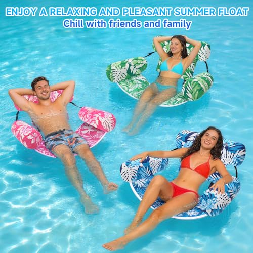 Nyrveua Pool Floats Adult, 3Pack/2Pack/1Pack Adjustable Heavy Duty Inflatable Pool Floats Chair, Portable Pool Float Loung...