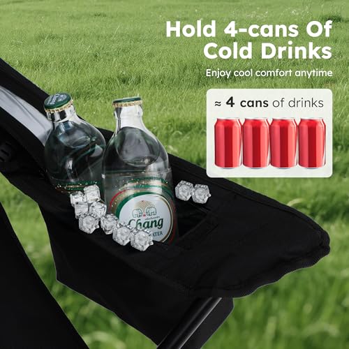 ALPHA CAMP Camping Chairs 350LBS Capacity, Heavy Duty Folding Chair with 4-Can Cooler Bag, Portable Outdoor Chair with Cup...