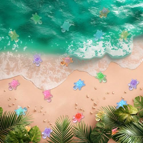 200 Pcs Mini Resin Turtles Glow in the Dark, Tiny Sea Turtle Animals to Hide Small Luminous Figures Miniature Plastic Ocea...