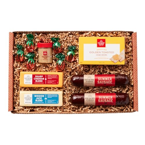 Hickory Farms Farmhouse Meat & Cheese Food Gift Basket (Small) - Box Set | Charcuterie Board Food | Summer Sausage | Fathe...