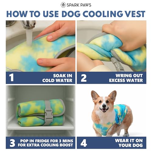 Spark Paws Dog Cooling Vest - SPF 50 UV Sun Protection - Summer Heat Relief Gear for Dogs, Lightweight, Evaporative Coolin...