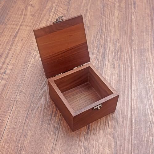 LONMAIX Handcrafted Walnut Wood Keepsake Box – 4.3 x 4.3 x 2.5 inch – Jewelry, Watch & Gift Storage Box – Rustic Wooden Bo...