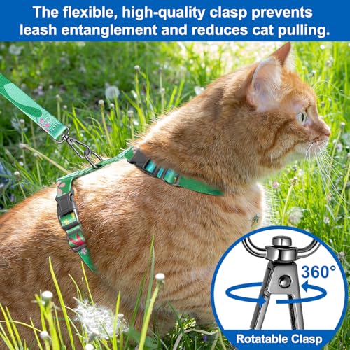 Cat Harness and Leash Set with Matching Collar – Escape Proof Harness for Cats, Adjustable & Lightweight, Tropical Hawaiia...