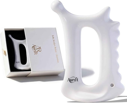 Aurift Ceramic 6‑in‑1 Gua Sha Tool for Face & Body, Jawline Sculpting, Double Chin Reduction, Lymphatic Drainage, Trigger ...