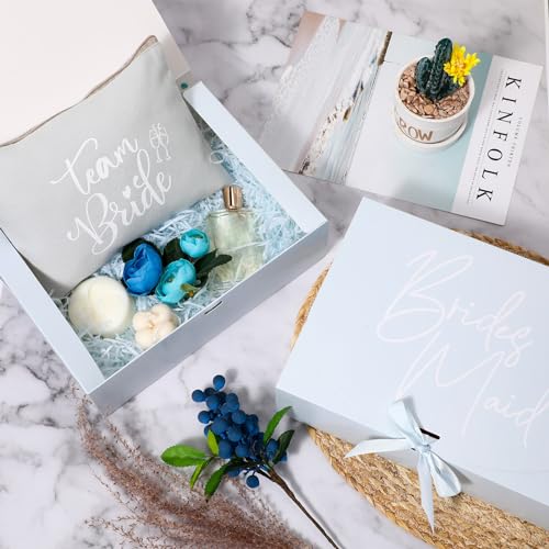 Marspark 8 Pack Blue Bridesmaid Proposal Gift Boxes with Ribbon 7.87 x 10.6 Inch Will You Be My Maid of Honor Bridesmaid B...