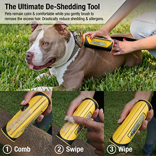 King Kanine Deshedding Dog Brush - Self Cleaning Deshedding Brush for Cats Dogs and Horses - Pet Comb for Grooming and Rem...