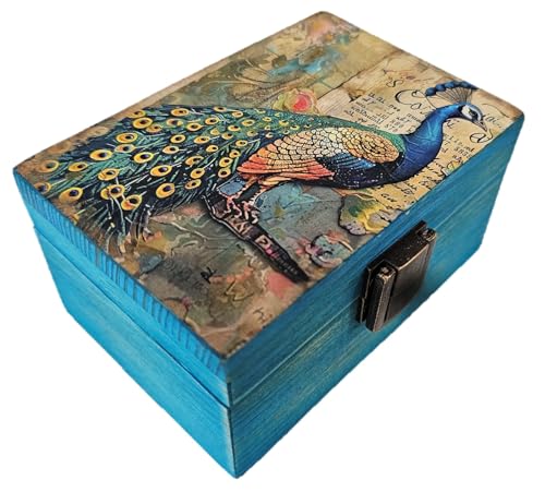 RK Collections Peacock Trinket Keepsake Box. Jewerly Box. Peacock Lovers Gift Idea for storing Necklace, Earrings, Trinket...