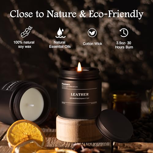 FISSIWORX 9 Pack Scented Candles Set Gifts for Men, Aromatherapy Candle Set with Scents (Leather/Vanilla/Oak) - Gift for D...