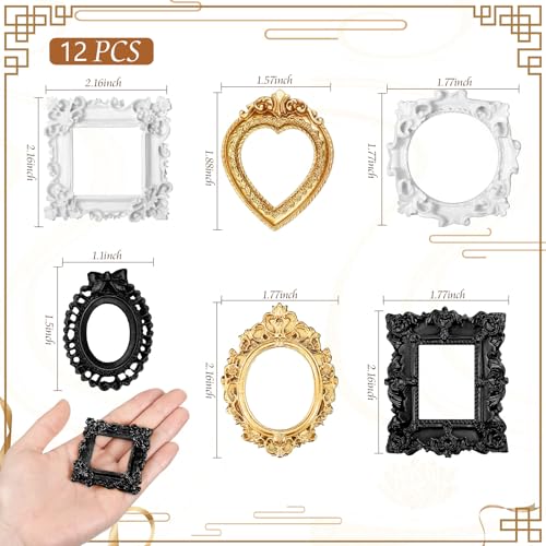 Remerry 12 Pcs Mini Frame, Vintage Resin Picture Antique DIY Manicure Jewelry Small Display Frames Photography Resin Photo...