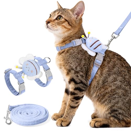 Cat Harness and Leash Set - Comfortable Lightweight Vest Design, Escape Proof Adjustable Kitten Harness for Cats Walking a...