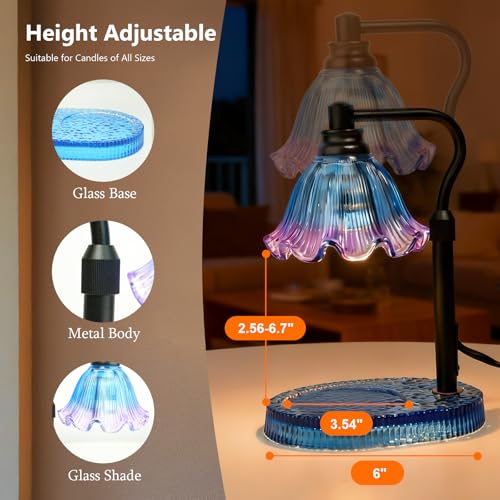 mzievesh Candle Warmer Lamp with Timer Dimmable, Adjustable Candle Warmer Lamp for Jar Candles 3-Wick, Flameless Smokeless...