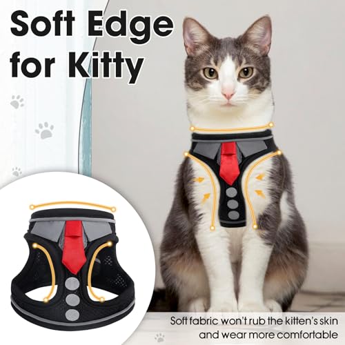 NCMAMA Cat Harness and Leash Set for Walking Escape Proof, Soft Adjustable Kitten Harness Breathable Mesh with Reflective ...