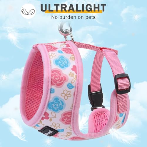 SCENEREAL Small Dog Harness Collar and Leash Set, Adjustable No Pull Pet Harnesses, No Chock Soft Mesh Vest for Doggie Pup...