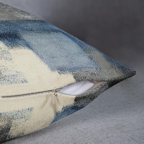 Emvency Set of 4 Throw Pillow Covers Blue and Grey White Art Artwork Contemporary Decorative Gray Cushion Sofa Bedroom Car...