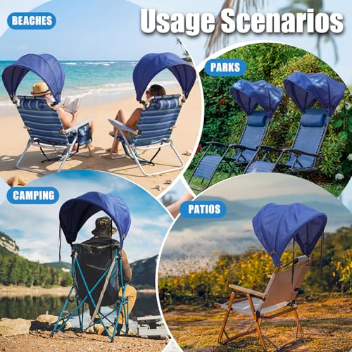 DaisyInner 2 Pcs Beach Chair Umbrella Canopy Extra Large Foldable Chair Sun Shade with Adjustable Clamp for Beach Camping ...