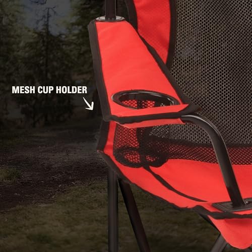 Coleman Broadband Mesh Quad Camping Chair with Carry Bag & Cup Holder, Cooling Mesh Back with Adjustable Arms, Great for C...