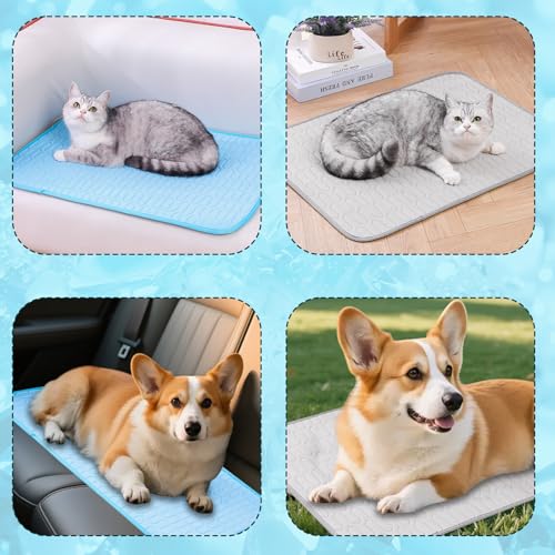 PWMENLK Cordless Cat Window Perch, Cats Dogs Hammock Cooling Mat, Summer Ice Silk Pad for Animal, Washable Chew-Proof Slee...