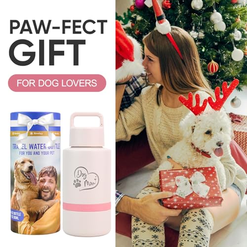 Dog Mom Gift, Insulated Dog Water Bottle with Travel Bowl, Women Christmas, Birthday for DogLover, Portable Water Bottle D...