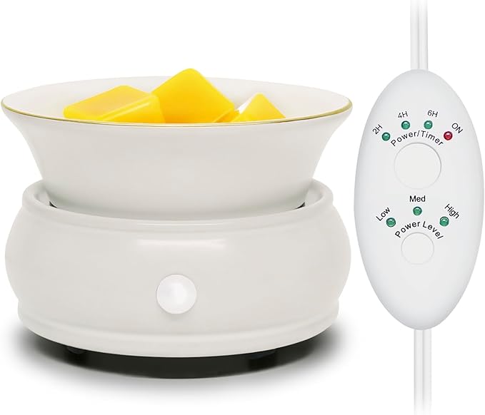 Wax Melter Candle Warmer with Timer - Ceramic Electric Scented Wax Melts Warmer 4-in-1 Candle Burner Melter Timer Adjust F...