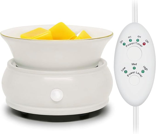 Wax Melter Candle Warmer with Timer - Ceramic Electric Scented Wax Melts Warmer 4-in-1 Candle Burner Melter Timer Adjust F...