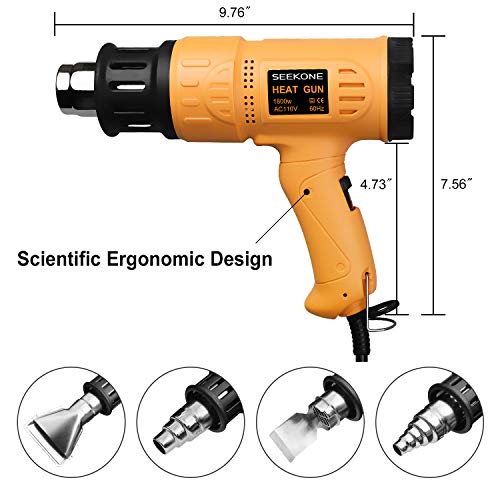 SEEKONE Heat Gun 1800W 122℉-1202℉（50℃- 650℃）Fast Heating Heavy Duty Hot Air Gun Kit Variable Temperature Control Overheat ...