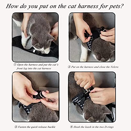 Cat Leash and Harness Set,Breathable Dog Harness,Pet Harness,Adjustable Mesh cat Harness and Leash Escape Proof for Puppy ...