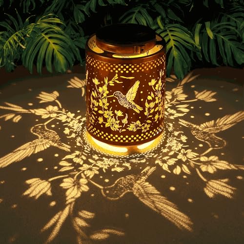 Hummingbird Solar Lanterns Garden Decor Birthday Gifts for Women Mon Grandma Metal Hanging Solar Lights Waterproof Outdoor...