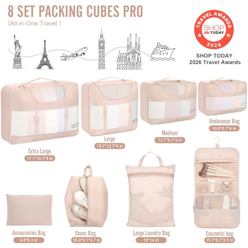 Veken 8 Set Packing Cubes, Cruise Ship Travel Essentials Accessories for Beach Vacation, Personalized Gifts for Women Mom ...