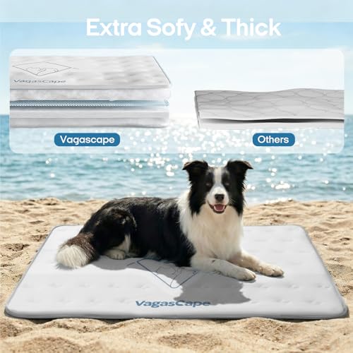 Vagascape Dog Cooling Mat 3.0 Double-Sided Usable, Thick Durable Pet Cooling Mat for Extra Large Pet, 35" x 23" Washable C...