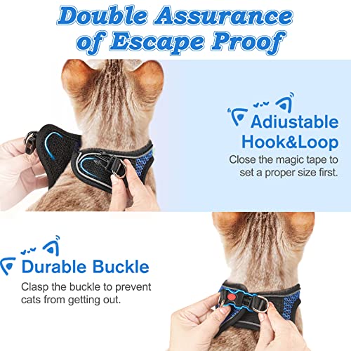 SALFSE Cat Harness and Leash for Walking Escape Proof, Adjustable Kitten Vest Harness Reflective Soft Mesh Puppy Harness f...