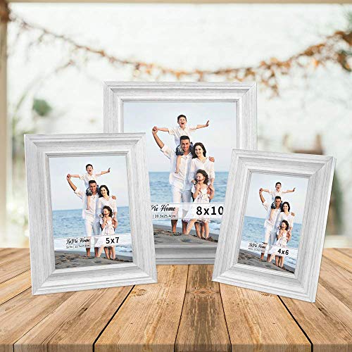 LaVie Home 8x10 Picture Frames (1 Pack, Distressed White) Rustic Photo Frame Set with Tempered Glass for Wall Mount & Tabl...