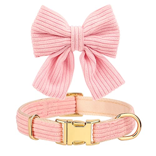 Didog Cute Small Dog Harness Collar and Leash Set with Bowtie, Breathable Soft Mesh Padded Puppy Harness, Pink Dog Harness...