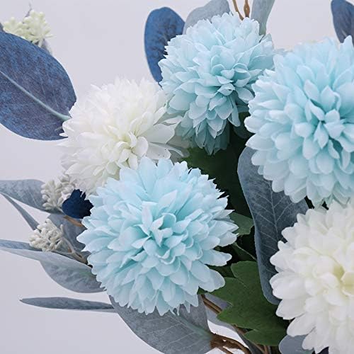 NAWEIDA Artificial Flowers with Ceramic Vase Faux Hydrangea Flower Arrangements Table Centerpieces for Home Garden Party W...
