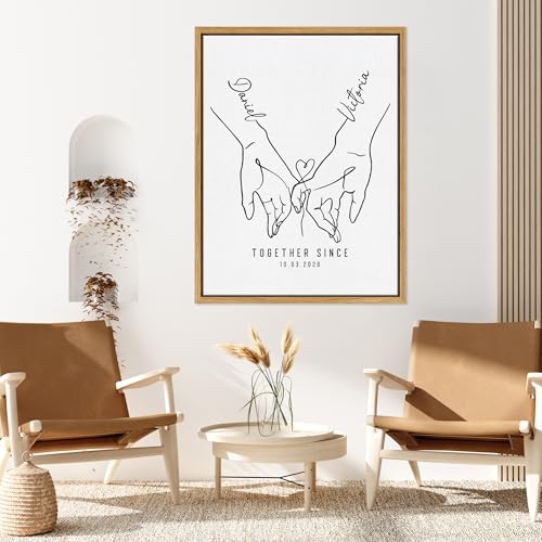 Personalized Valentine's Day Couples Gifts For Him Her Boyfriend Girlfriend Husband Wife, Custom Holding Hand Framed Canva...